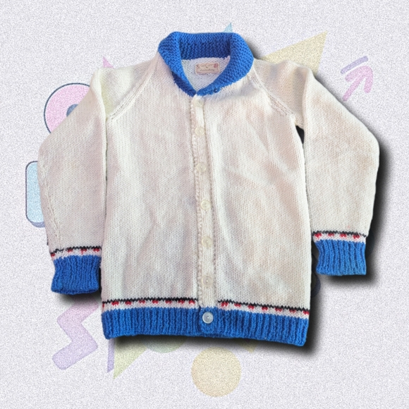 Vintage HAND KNIT Train Cardigan SweaterUnique Artisan Choo-Choo Button Up